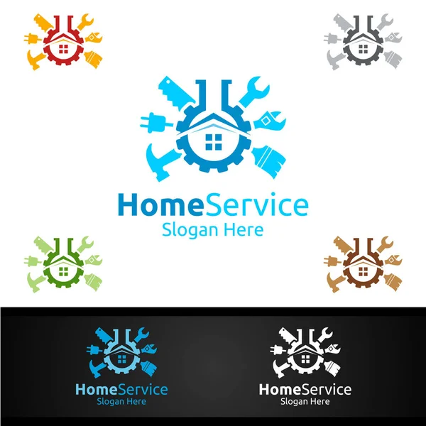 Lab Ingatlan Fix Home Repair Services Logo Design — Stock Vector