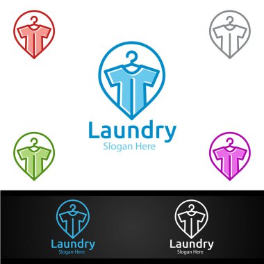Pin Çamaşır Kuru Temizleme Logosu Kıyafetler, Su ve Çamaşır Tasarımı