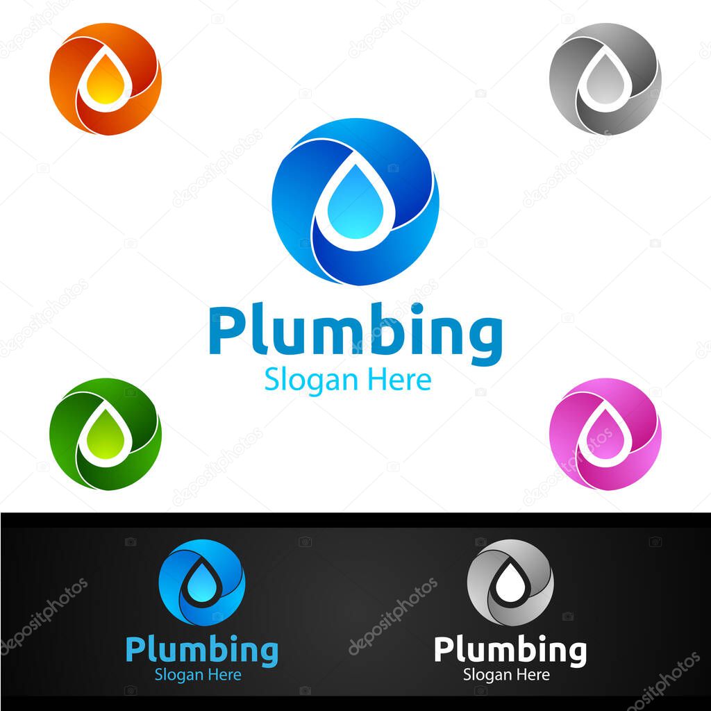 Infinity Plumbing Logo with Water and Fix Home Concept Design
