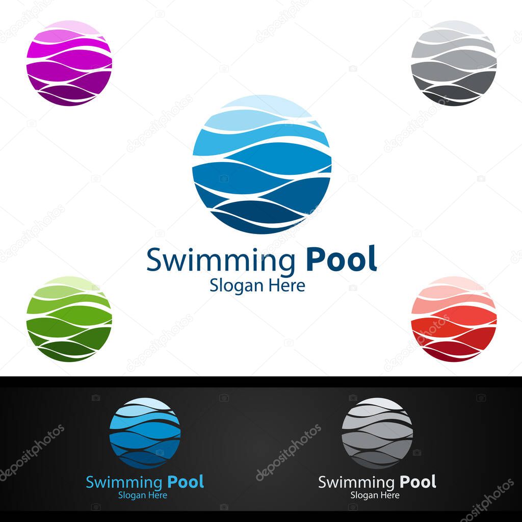Swimming Pool Service Logo with Cleaning Pool and Maintenance Concept Design