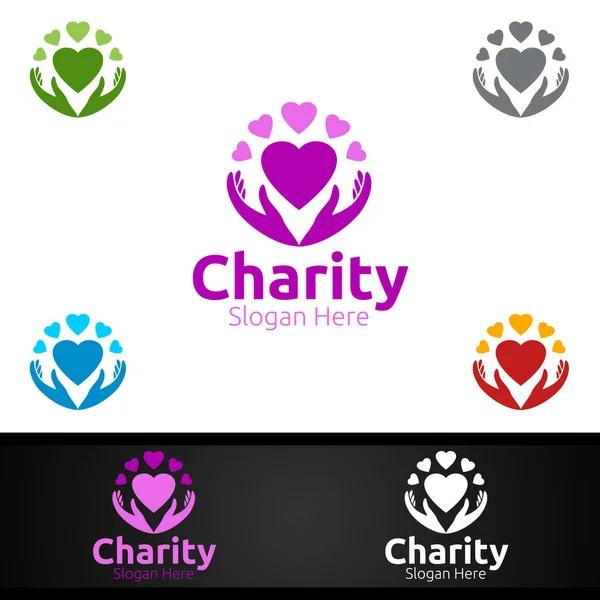 Помощь Благотворительному Фонду Creative Logo Voluntary Church Charity Donation Design — стоковый вектор