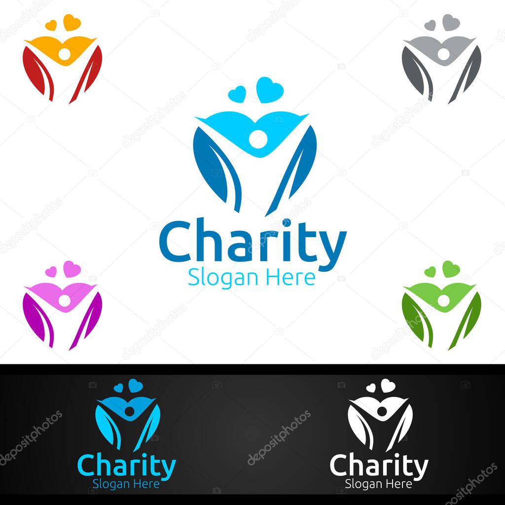 Helping Hand Charity Foundation Creative Logo for Voluntary Church or Charity Donation Design