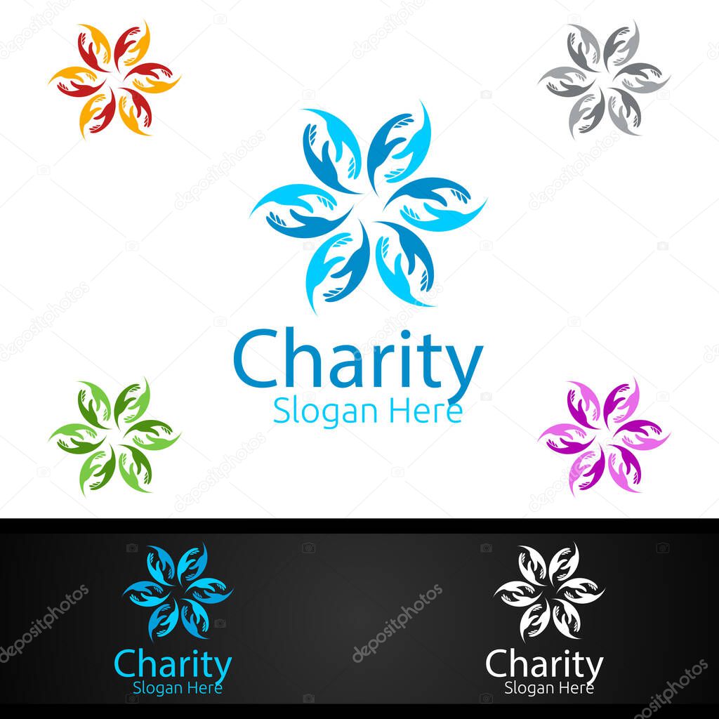 Helping Hand Charity Foundation Creative Logo for Voluntary Church or Charity Donation Design