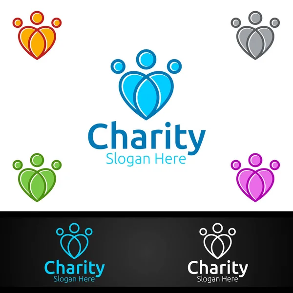 Помощь Благотворительному Фонду Creative Logo Voluntary Church Charity Donation Design — стоковый вектор