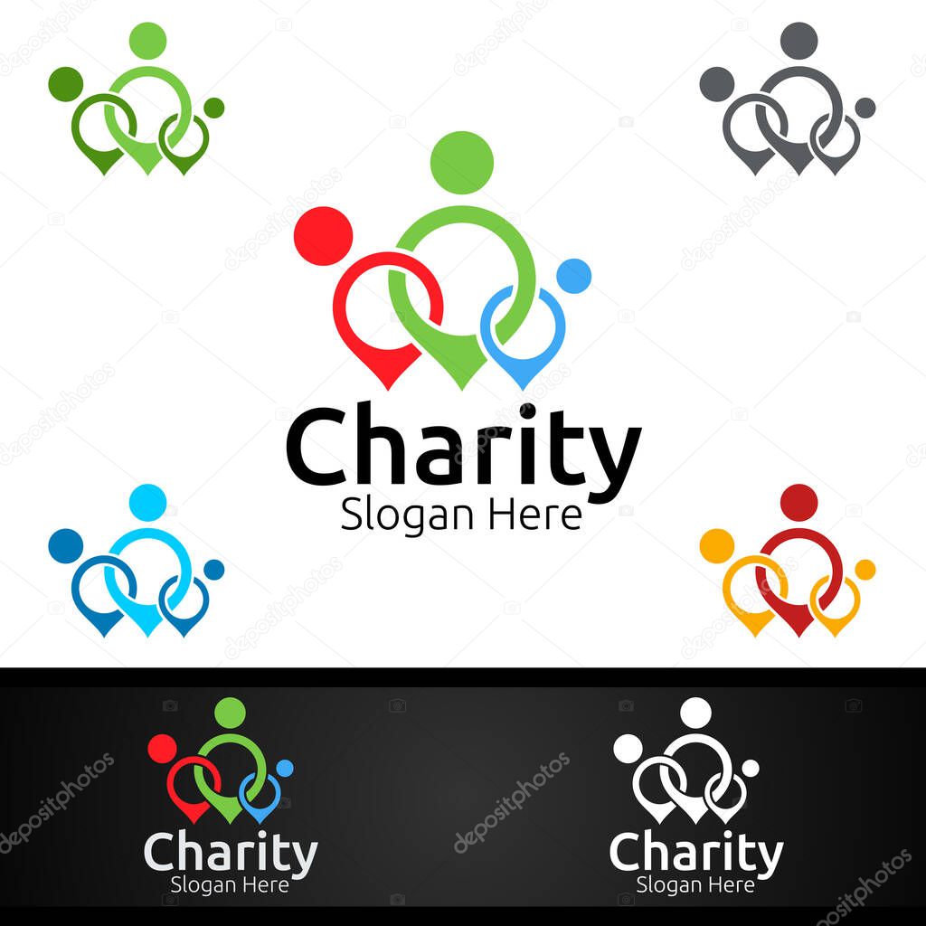 Helping Hand Charity Foundation Creative Logo for Voluntary Church or Charity Donation Design