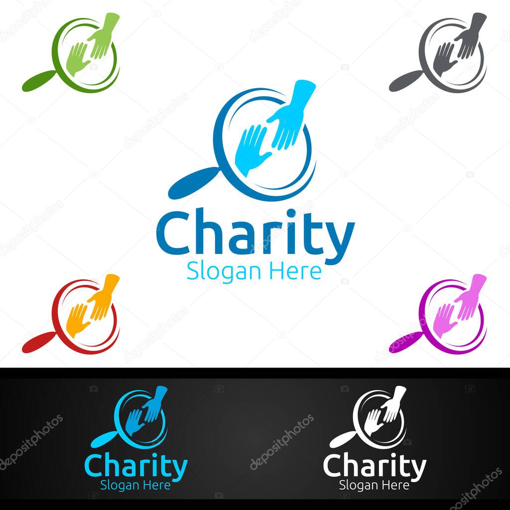 Find Helping Hand Charity Foundation Creative Logo for Voluntary Church or Charity Donation Design