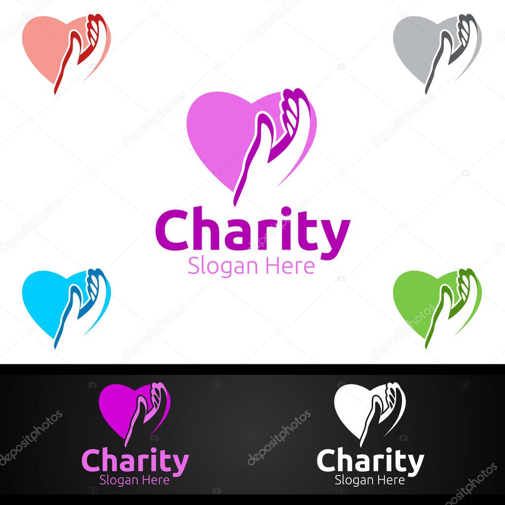Helping Hand Charity Foundation Creative Logo for Voluntary Church or Charity Donation Design