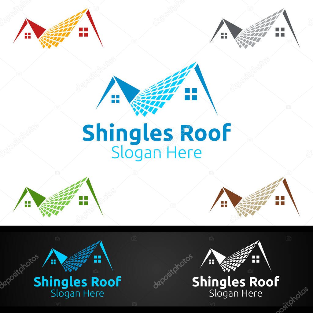 Shingles Roofing Logo for Property Roof Real Estate or Handyman Architecture Design