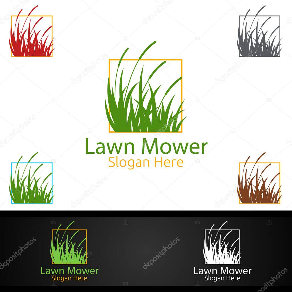 Lawn Mower Logo for Lawn Mowing Gardener Vector Design