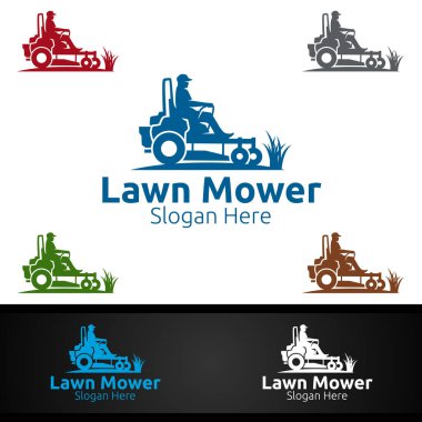 Çim biçme makinesi logosu Çim biçici Vektör Tasarımı
