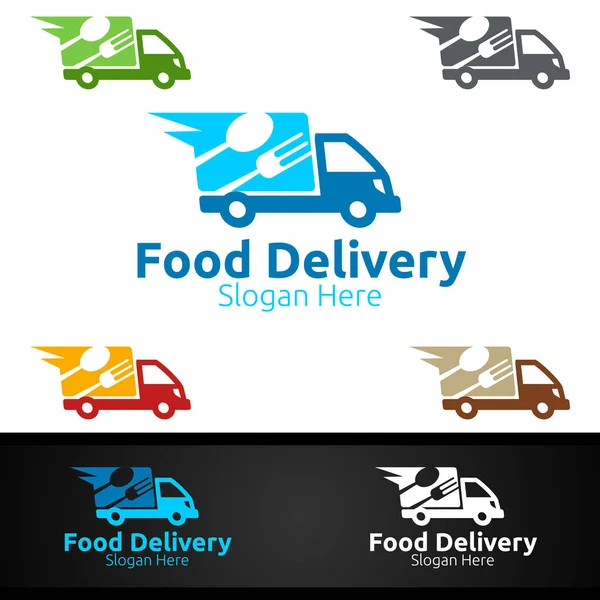 Gyors Food Delivery Service Logó Étterem Kávézó Vagy Online Catering — Stock Vector