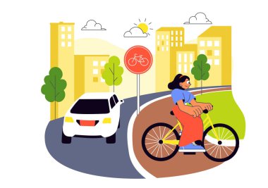 Şehir Bisiklet Vektörü İllüstrasyonunda açık hava aktivitelerine katılan, arka planda bisiklet süren, bisiklet süren insanlar yer alıyor.