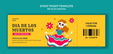 Ölü Resimler Günü için Düz Çizim Çizim Bilet Şablonu Tasarımı
