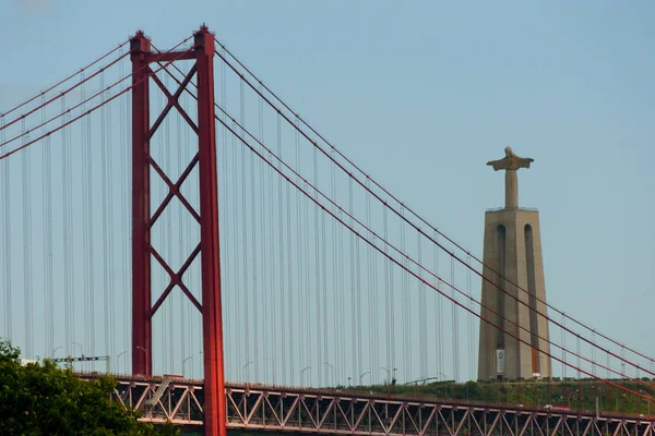 Christ King Abril Bridge Lissabon Portugal — Stockfoto