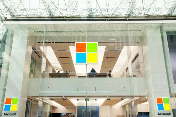 Sydney Australia Abril 2018 Microsoft Software Store Located Iconic Pitt — Foto de Stock