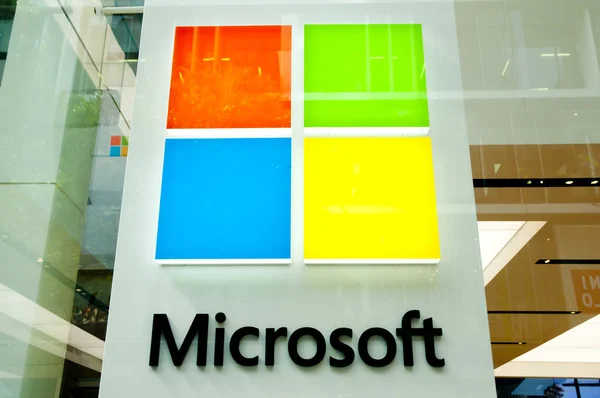 Sydney Australia Abril 2018 Microsoft Software Store Located Iconic Pitt — Foto de Stock