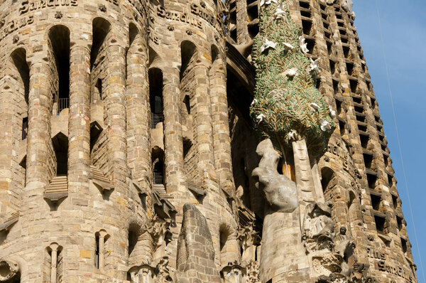 BARCELONA, SPAIN - May 24, 2016: The unfinished Roman Catholic church of Sagrada Familia designed by Catalan architect Antoni Gaudi