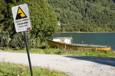 Tsunami Hazard Zone Sign - Puyuhuapi - Chile clipart