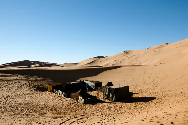 Tentes Berbères Dans Les Dunes Merzouga Maroc — Photo