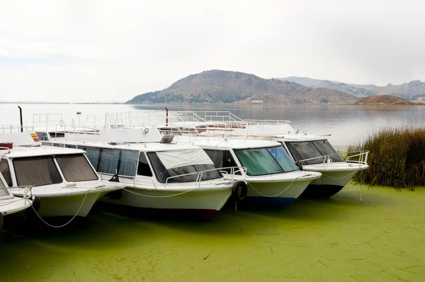 Boote Auf Dem Titicaca See Peru — Stockfoto