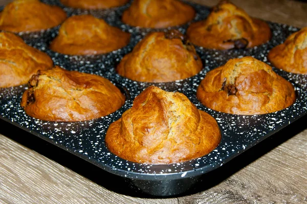 Čerstvý Banán Čokoládové Muffiny — Stock fotografie