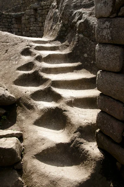 Vyřezávané Schodiště Machu Picchu Peru — Stock fotografie