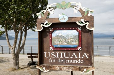 Ushuaia sonunda dünya kenti tabela (Fin del Mundo) - Arjantin