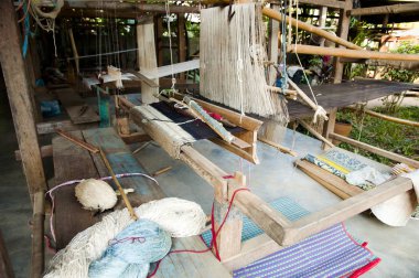 Geleneksel ahşap dokuma makinesi