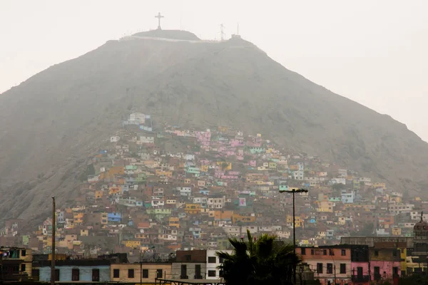 Casas Coloridas Niebla Lima Perú — Foto de Stock