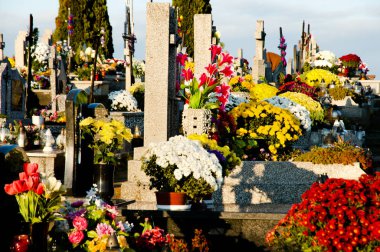 Flowered Graves on All Saints Day - Poland clipart