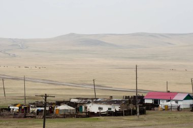 Moğolistan'da küçük köyü