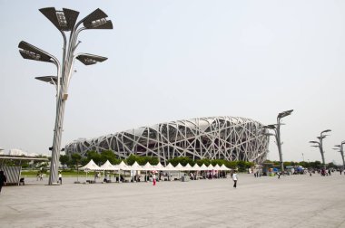 Beijing, Çin - 7 Mayıs 2012: Pekin Ulusal Stadyumu 2008 Yaz Olimpiyatları ve 2022 Kış Olimpiyatları kullanılmak üzere tasarlanmış