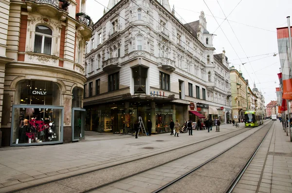 Graz Austria Lutego 2013 Ulica Herrengasse Życia Drugim Wielkości Miasta — Zdjęcie stockowe