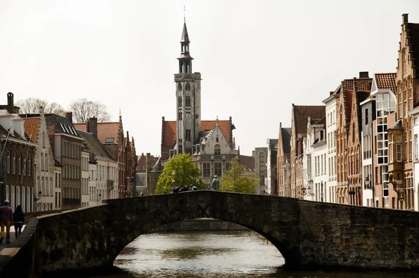 Edifícios Antigos Canal Bruges Bélgica — Fotografia de Stock