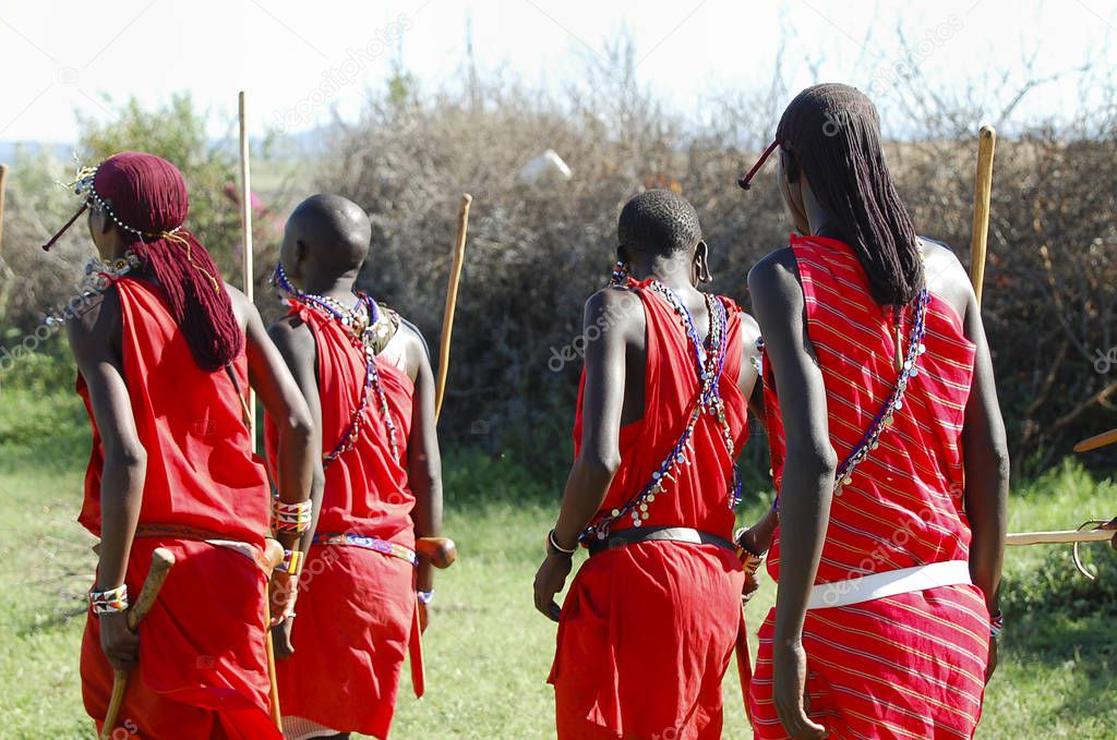 Masai Men in Traditional Garment - Kenya