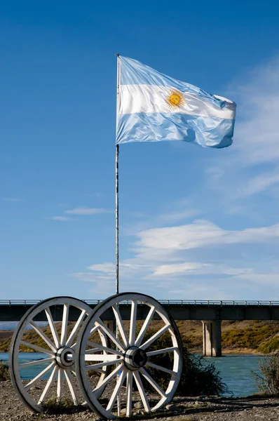 Argentine Drapeau Patagonie Sud — Photo