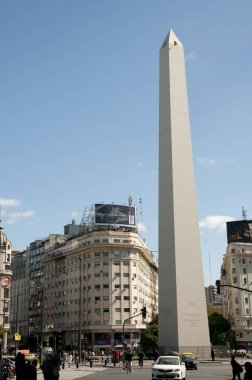 Buenos Aires, Arjantin - 6 Mayıs 2015: Dikilitaş Plaza de la Republica 1936 yılında inşa Buenos Aires'te simgesi olduğunu