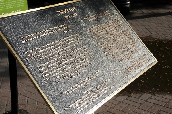 Ottawa Canadá Mayo 2015 Placa Terry Fox Revelada Por Sus — Foto de Stock