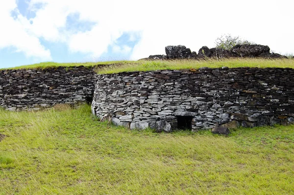 Orongo Steinhäuser Osterinsel — Stockfoto