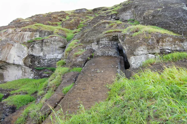 Onvoltooide Moai Carving Paaseiland — Stockfoto