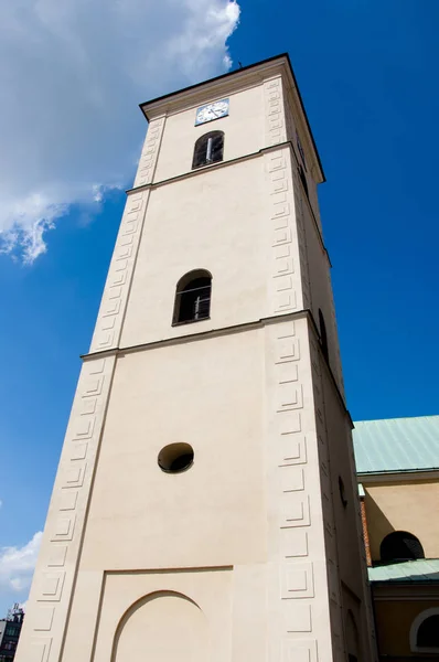 Farny Church Clock Tower Rzeszow Polónia — Fotografia de Stock