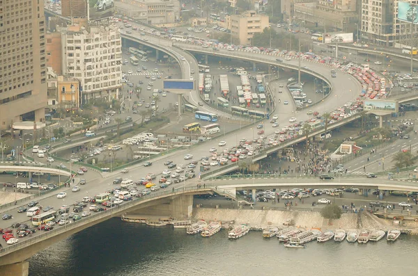 Vehicle Traffic 6Th October Bridge Cairo Egypt — Stock Photo, Image