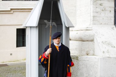 Vatikan, Vatikan - 20 Mart 2010: Saint Peters Bazilikası zemin ayakta İsviçreli Muhafızlar