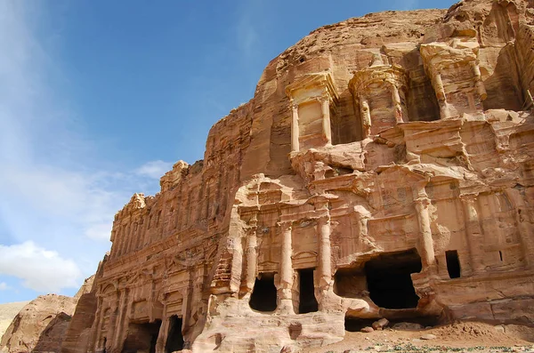 Edificios Tallados Arenisca Petra Jordania — Foto de Stock