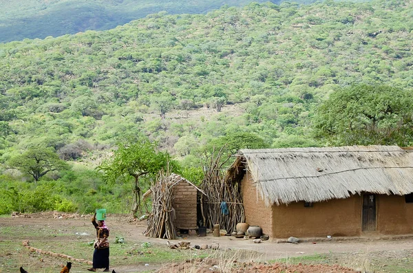 Maisons Argile Dans Village Isolé Tanzanie — Photo