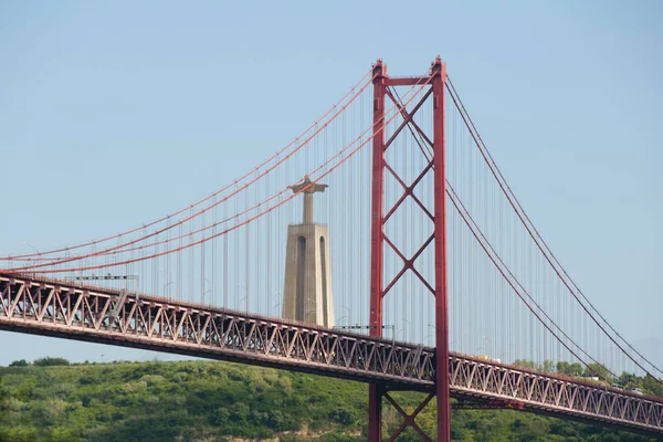 Christ King Abril Bridge Lissabon Portugal — Stockfoto