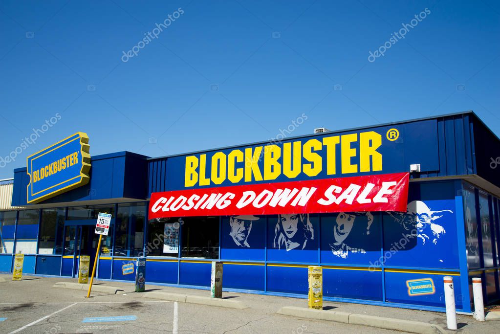 PERTH, AUSTRALIA - March 13, 2019: The last Blockbuster video store in Australia closing down in the suburb of Morley