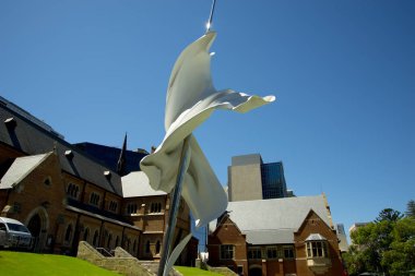 Perth, Avustralya - 14 Mart 2019: 2011 gösteren iyi zaferi St George ve ejderha bir efsaneye göre kötülük üzerine inşa Aşkelon heykel