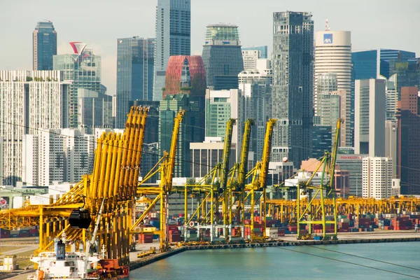 Città Singapore Singapore Aprile 2019 Porto Singapore Suo Skyline Cittadino — Foto Stock