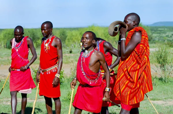 Masai Mara Reserve Kenia Noviembre 2008 Masai People Performing Traditional — Foto de Stock